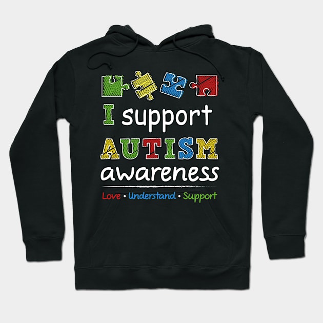 Support Autism Awareness Puzzle Pieces Hoodie by specaut